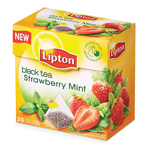 Чай черный фруктовый LIPTON Strawberry Mint, 20х1.6г, в пирамидках