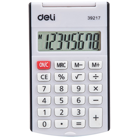 Калькулятор карманный  8 разр. Deli 39217, 105х63х15мм, черный