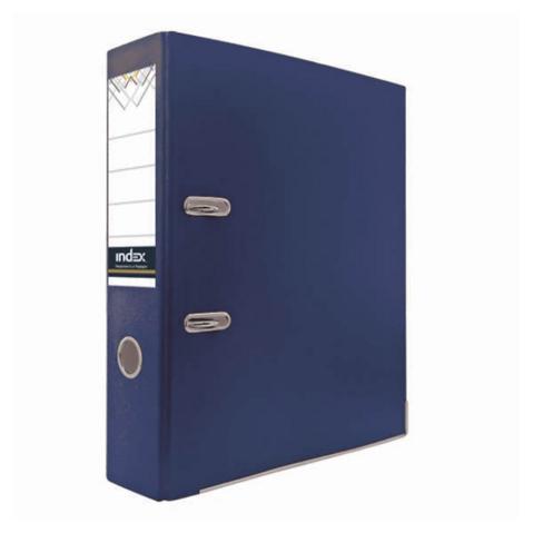 Папка-регистратор INDEX  картон цветной,  А4, 80мм, синяя, с металлическим уголком