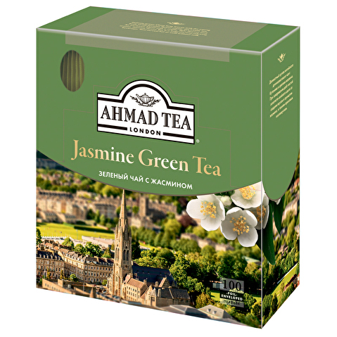 Пакетированный чай зеленый AHMAD Green Jasmine tea 100x2г, с ярлычком