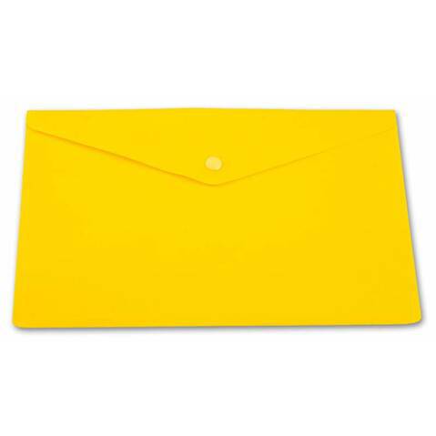 Папка-конверт на кнопке  А4, пластик, 0.18мм, непрозрачный, однотонный, желтая
