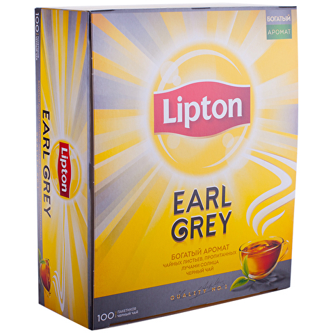 Чай черный ароматизированный LIPTON Earl Grey, 100х2г, с ярлычком