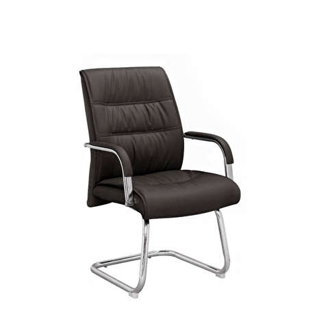Конференц-кресло RT-333BS, полозья хром, максимальная нагрузка 120кг, экокожа черная