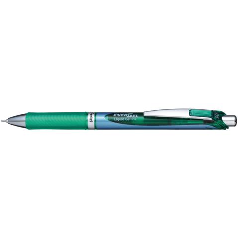 Ручка гелевая автоматическая PENTEL BLN75-D Energel, резиновый упор, 0.5мм, зеленая