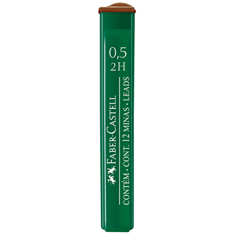Грифели для механических карандашей Faber-Castell Polymer, 2H, 0.5мм, 12шт/уп