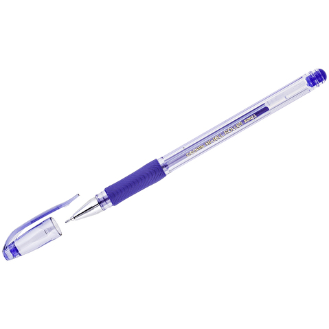 Ручка гелевая CROWN Hi-Jell Needle Grip, 0.5/0.7мм, резиновый упор, синяя