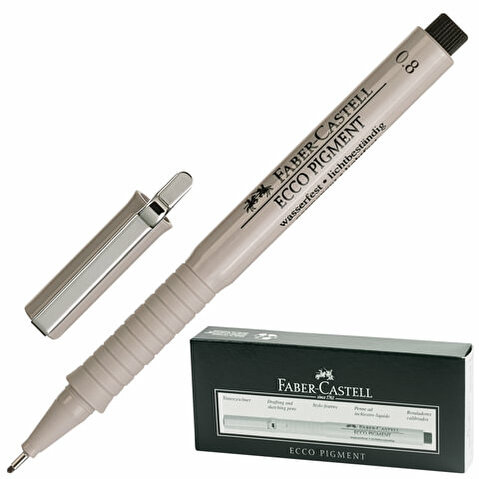 Ручка капиллярная Faber-Castell Ecco Pigment, 0.8мм, черная