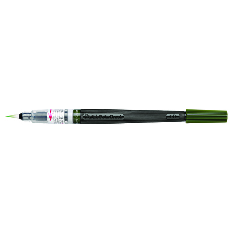 Кисть с краской PENTEL XGFL-115 Colour Brush, цвет зеленый (оливковый), блистер