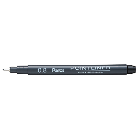 Ручка капиллярная PENTEL S20P-8A Pointliner, 0.8мм, черная, одноразовая