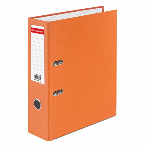 Папка-регистратор BRAUBERG  бумвинил,  А4,  80мм, с металлическим уголком, оранжевая