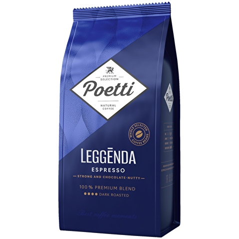 Кофе в зернах POETTI Leggenda Espresso, 100% арабика, 1000г, вакуумная упаковка (18004)