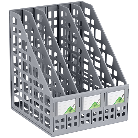Вертикальный лоток для бумаг СТАММ ЛТВ-63723/ЛТ84, ширина 245мм, сборный, 5 секций, сетчатый, серый
