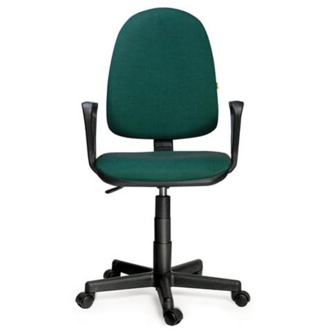 Кресло офисное ПРЕСТИЖ, крестовина пластик, ткань черно-зеленая (В-21)