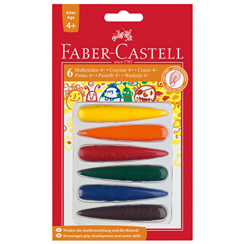 Набор восковых мелков Faber-Castell, 06цв, фигурные, блистер