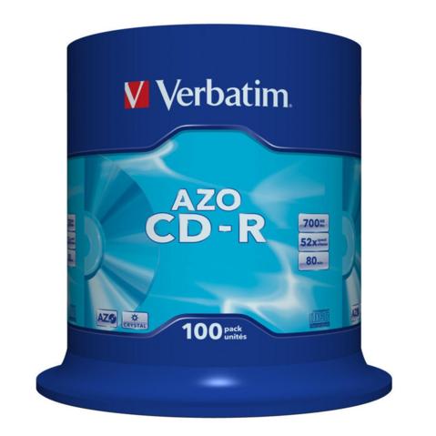 Записываемый компакт-диск в боксе CD-R VERBATIM 700МБ, 80мин, 52х, 100шт/уп, DL+ (43430)