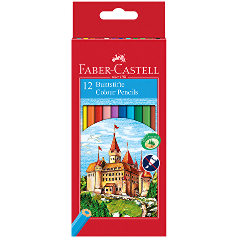 Карандаши цветные Faber-Castell ?Замок?, 12цв., шестигр., заточ., картон, европодвес