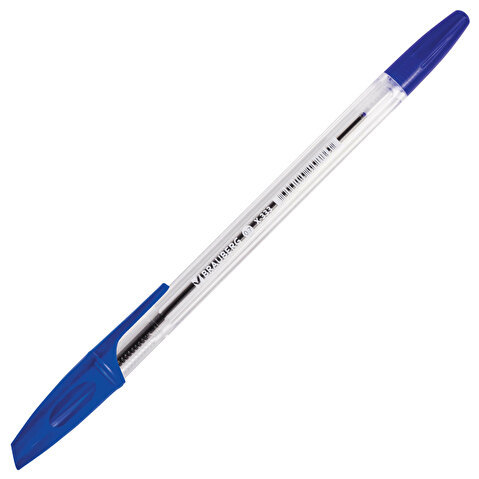 Ручка шариковая BRAUBERG X-333, 0.35/0.7мм, корпус прозрачный, синяя