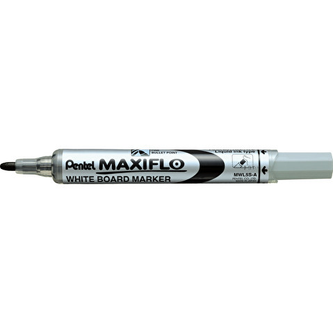 Маркер для доски PENTEL MWL5S-A Maxiflo, жидкие чернила, круглый наконечник, кнопка подкачки чернил, 4.0мм, черный