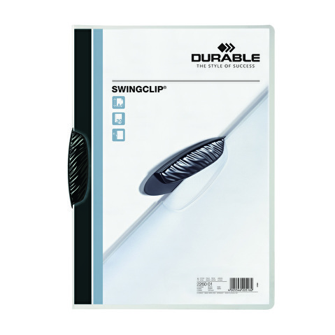 Папка с клипом DURABLE Swingclip 2260-01, А4, пластик, до 30 листов, черная