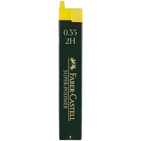 Грифели для механических карандашей Faber-Castell Super-Polymer, 2H, 0.35мм, 12шт/уп