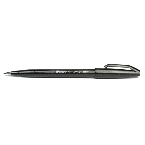 Фломастер-кисть PENTEL SES15C-A Brush Sign Pen, черный