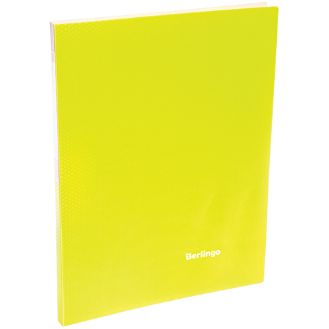 Папка с прижимом BERLINGO Neon А4, пластик 0.7мм, корешок 17мм, неоновая желтая