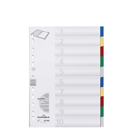 Разделитель DURABLE  A4, пластик, цветной, 10 разделов (6740-27)