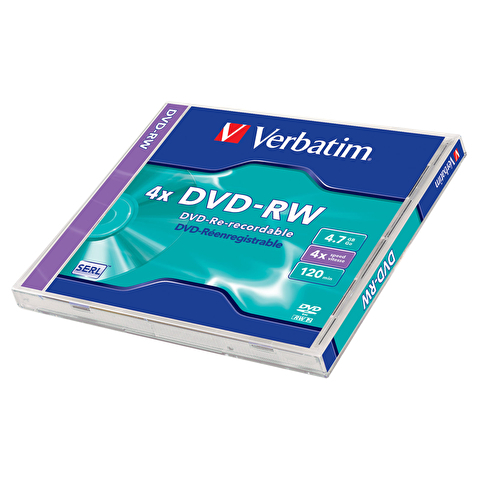 Перезаписываемый DVD-диск DVD-RW VERBATIM 4.7ГБ, 4x,  5шт/уп, Jewel Case, (43285)
