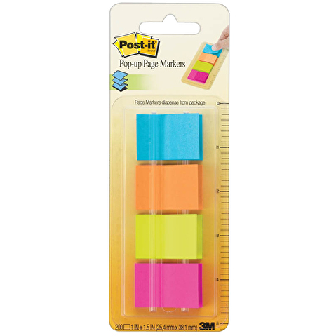 Закладки 3M Post-it Professional 672-Р1, 25х 38мм, клейкие, бумажные, 4 цвета по 50л