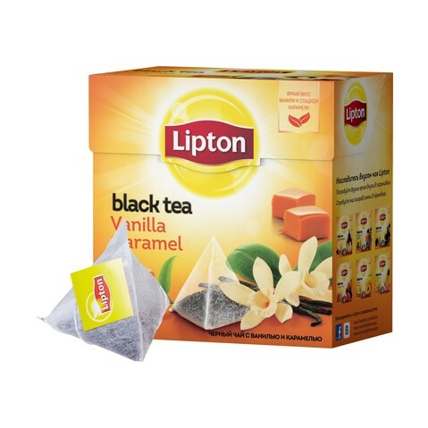 Пакетированный чай травяной черный LIPTON Vanilla Caramel 20х1.8г, в пирамидках