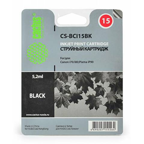 Картридж BCI15BK для CANON BJ-I70, 5.2мл, Black, CACTUS