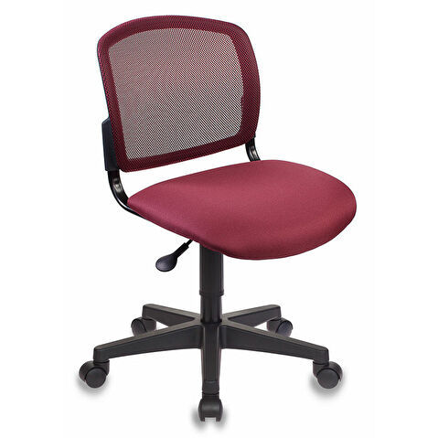 Кресло офисное БЮРОКРАТ CH-296, крестовина пластик, без подлокотников, спинка сетка темно-бордовая, сиденье ткань бордовая (15-11)