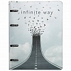 Тетрадь А5 80л, BRAUBERG VISTA, Infinite way, кольца, кожзам, клетка