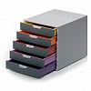 Бокс для документов DURABLE Varicolor 7605-27, 5-секционный, ящики оснащены стопорами и табуляторами