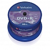 Записываемый DVD-диск в боксе DVD+R VERBATIM 4.7ГБ, 16x,  50шт/уп (43550)