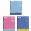 Тетрадь А5 48л, BRAUBERG One Colour, обложка мелованный картон, евроспираль, ассорти, клетка