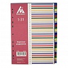 Разделитель A4, пластик цветной, цифровой, 1-31