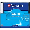 Записываемый компакт-диск CD-R VERBATIM 700МБ, 80мин, 52х, 1шт/уп, Slim Case, (43347)