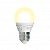 Лампа светодиодная UNIEL Яркая,  7Вт, цоколь E27, шар G45, матовая, теплый свет 3000K, 30000ч