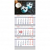 Календарь настенный квартальный OfficeSpace, 2023г, 3-блочный, на 3 спиралях, с бегунком, 295х700мм, Sweet dessert