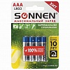 Батарейка SONNEN AAA/LR03/1.5V, супералкалиновая, 4шт/уп