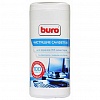 Салфетки BURO для чистки экранов и оптики, вискозные, туба, 100шт/уп
