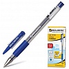 Ручка гелевая BRAUBERG Number One, резиновый упор, 0.35/0.5мм, корпус прозрачный, синяя