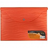 Папка-конверт на кнопке Lamark  А4, пластик, 0.40мм, непрозрачный, Волна/оранжевый