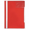Папка скоросшиватель  А4, с прозрачным верхним листом, с карманом для визитки, красная