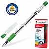 Ручка шариковая BRAUBERG Max-oil, 0.35/0.7мм, резиновый упор, корпус прозрачный, чернила на масляной основе, зеленая