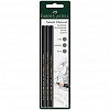 Уголь-карандаш натуральный Faber-Castell Pitt, Soft, Medium, Hard, 3шт/уп, в блистере