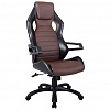 Кресло руководителя Helmi HL-S03 Drift, экокожа черная/коричневая, вставка ткань оранжевая