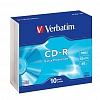 Записываемый компакт-диск CD-R VERBATIM 700МБ, 80мин, 52x, 10шт/уп, Slim Case, DL (43415)