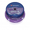 Записываемый DVD-диск в боксе DVD+R VERBATIM 4.7ГБ, 16x, 25шт/уп, (43500)